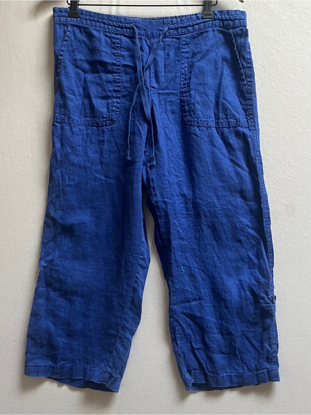 Caslon Womens Blue Linen Elastic Waist Drawstring Pants Size Medium